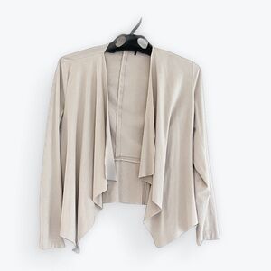 H&M Cream Women's Draped Blazer Faux Suede Sz SM